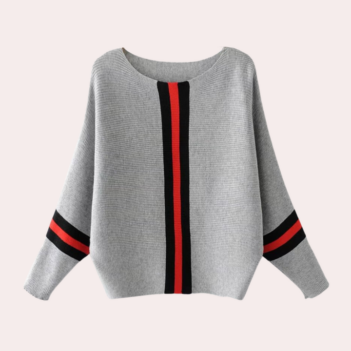 Stickad tröja - Boat Neck - Loose Fit - Vinterkläder - Damtröja