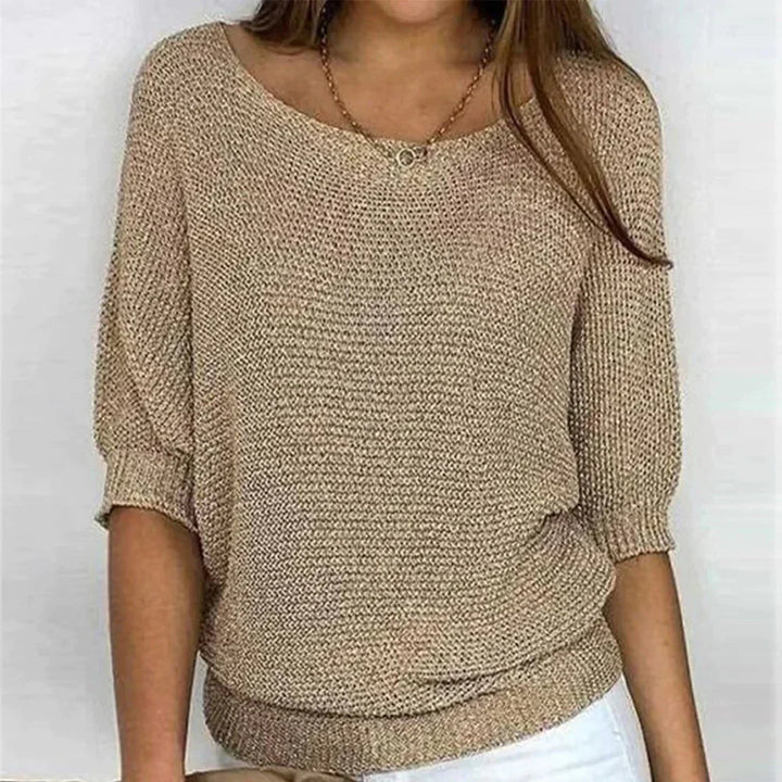 Stickad tröja | Halvärmad | Loose Fit | Stickad blus | Damkläder