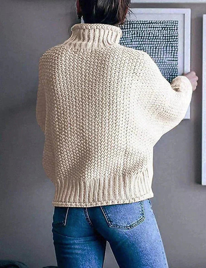 Stickad tröja - Hög hals - Oversized - Turtleneck - Vinterkläder för kvinnor