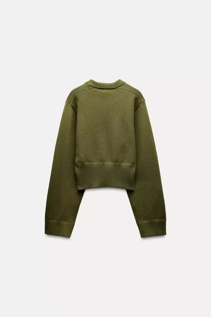 Stickad tröja - Loose Fit - Grön - Pullover - Damkläder