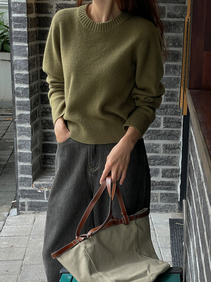 Stickad tröja - Loose Fit - Grön - Pullover - Damkläder