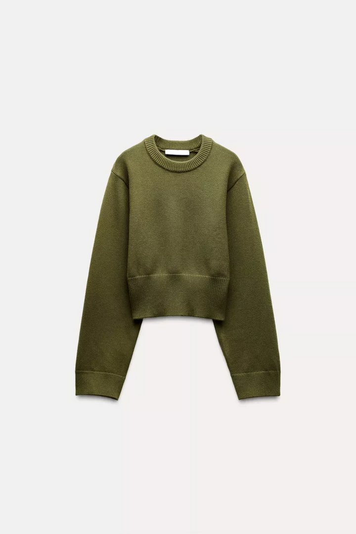 Stickad tröja - Loose Fit - Grön - Pullover - Damkläder