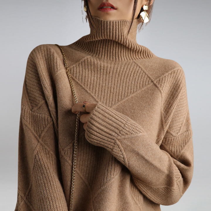 Stickad tröja | Loose Fit | Kashmir | Turtleneck | Damtröja