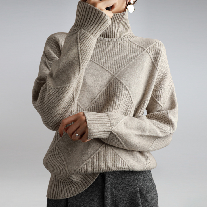 Stickad tröja | Loose Fit | Kashmir | Turtleneck | Damtröja