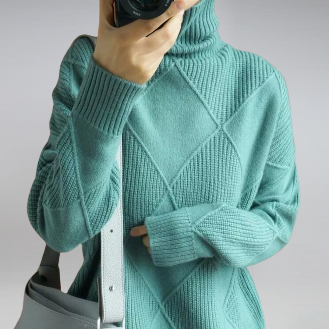 Stickad tröja | Loose Fit | Kashmir | Turtleneck | Damtröja