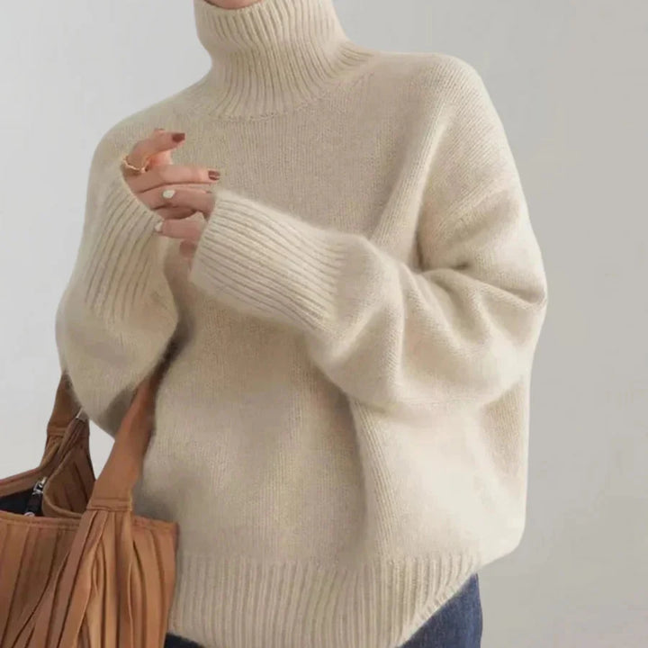 Stickad tröja | Loose Fit | Turtleneck | Oversized tröja | Vinterkläder för kvinnor