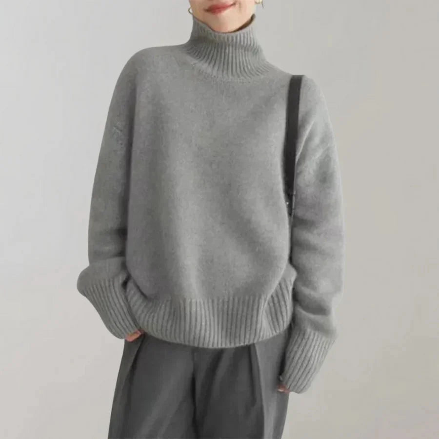 Stickad tröja | Loose Fit | Turtleneck | Oversized tröja | Vinterkläder för kvinnor