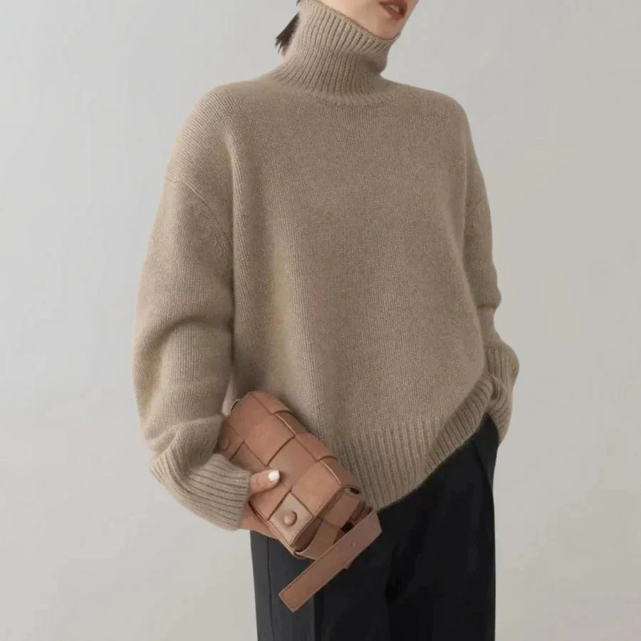 Stickad tröja | Loose Fit | Turtleneck | Oversized tröja | Vinterkläder för kvinnor
