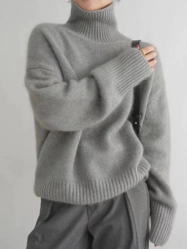 Stickad tröja | Oversized | Turtleneck | Roll Neck Jumper | Damstickat