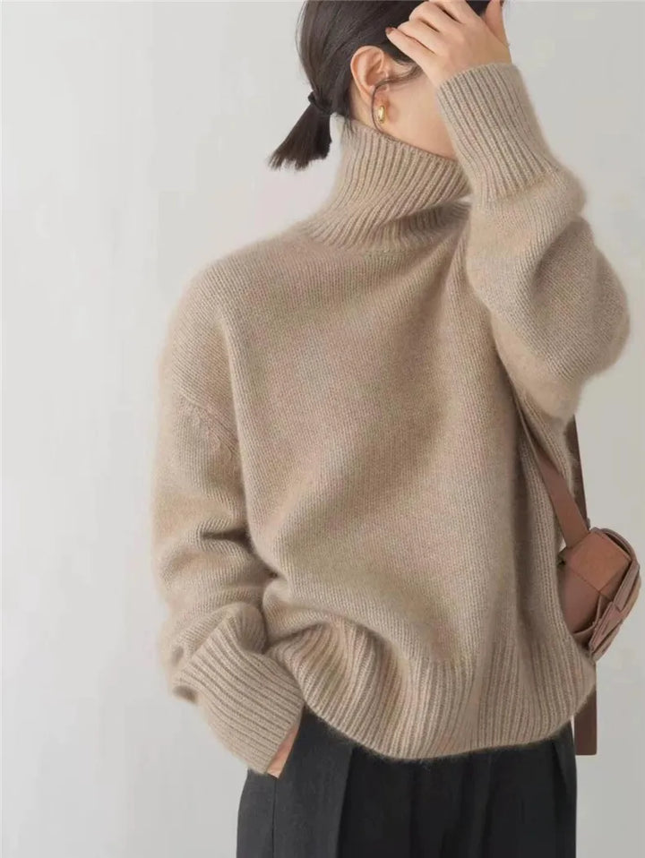Stickad tröja | Oversized | Turtleneck | Roll Neck Jumper | Damstickat