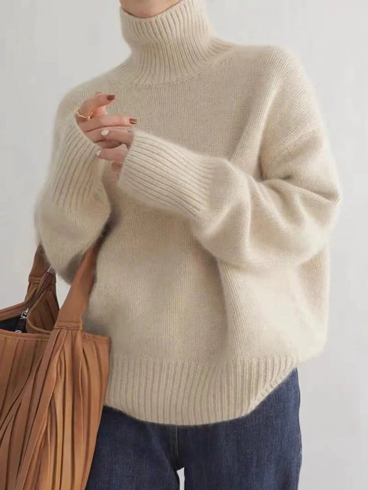Stickad tröja | Oversized | Turtleneck | Roll Neck Jumper | Damstickat