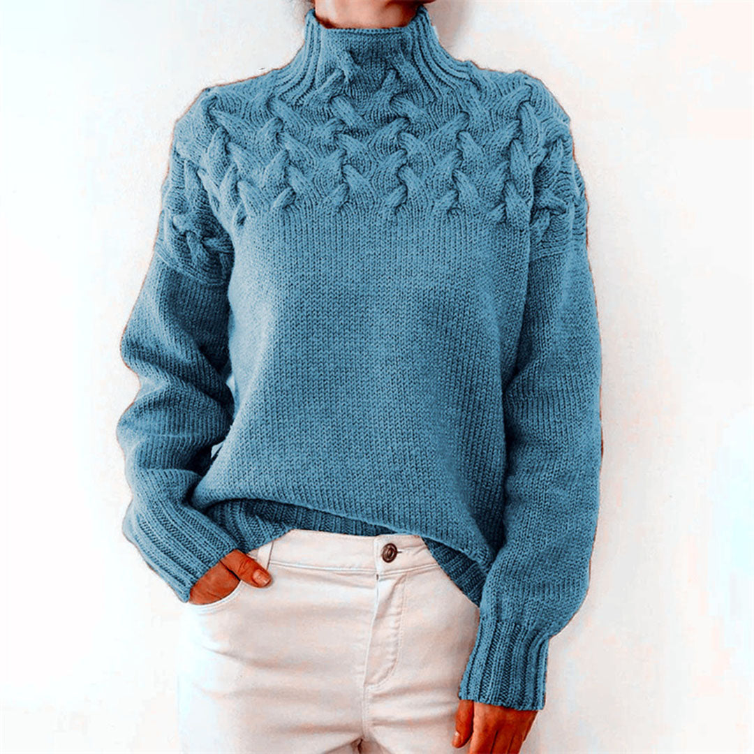 Stickad tröja - Turtleneck - Loose Fit - Jumper - Damkläder