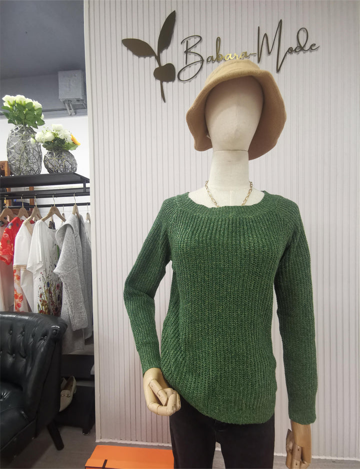Stickad tröja | Varm | Grön | Pullover | Damstickad tröja