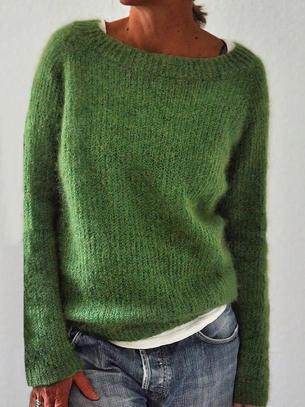 Stickad tröja | Varm | Grön | Pullover | Damstickad tröja