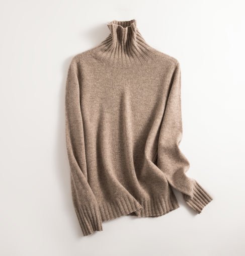 Stickad tröja | Varm | Sömlös | Turtlenek | Ulltröja