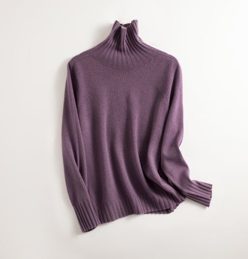 Stickad tröja | Varm | Sömlös | Turtlenek | Ulltröja