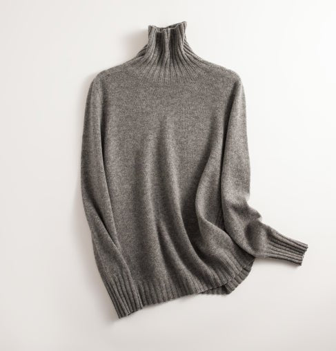 Stickad tröja | Varm | Sömlös | Turtlenek | Ulltröja