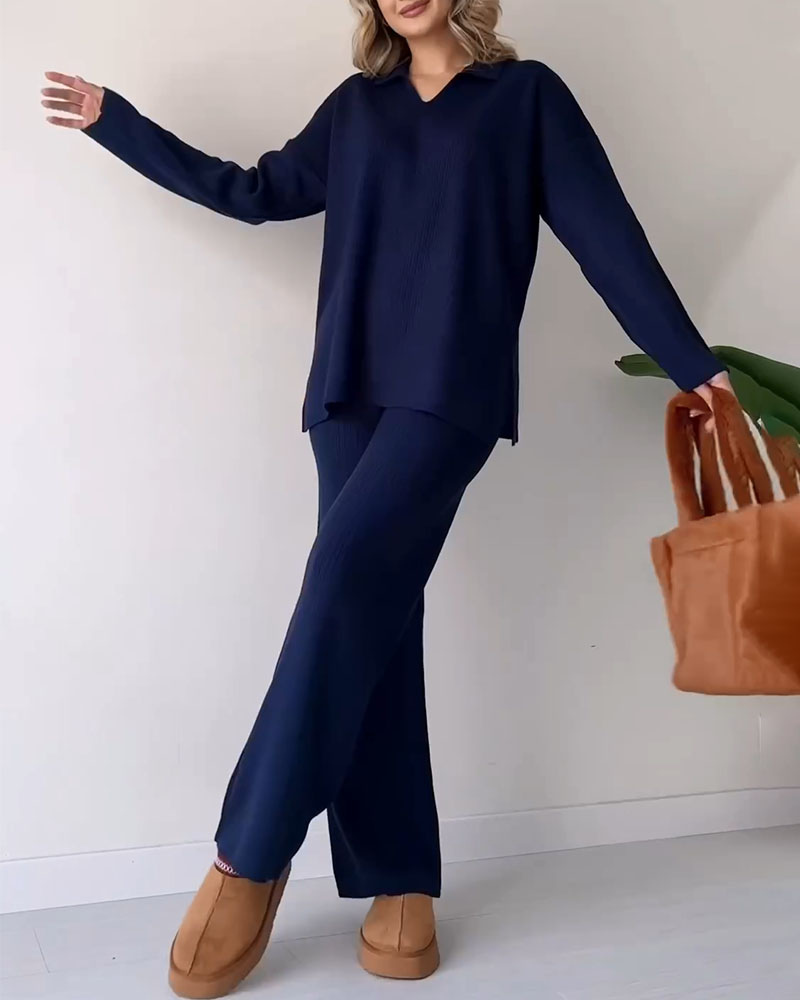 Stickat Co-Ord Set | Wide Leg | Oversized Sweater | Loungewear Set | Co-Ord Set Women