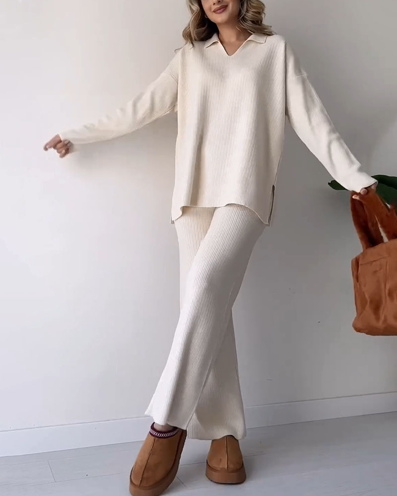 Stickat Co-Ord Set | Wide Leg | Oversized Sweater | Loungewear Set | Co-Ord Set Women
