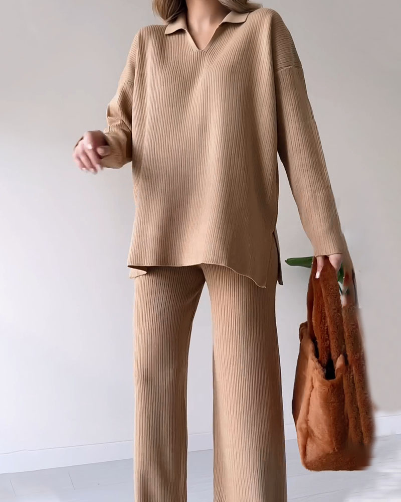 Stickat Co-Ord Set | Wide Leg | Oversized Sweater | Loungewear Set | Co-Ord Set Women