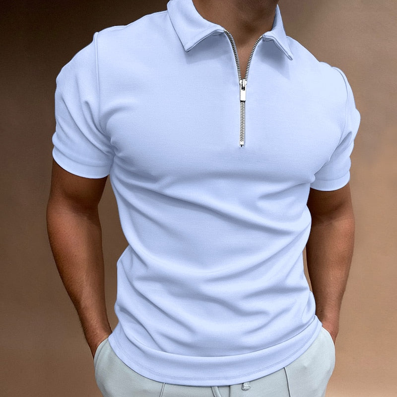 Herr Poloshirt med Dragkedja - Kort Ärmar