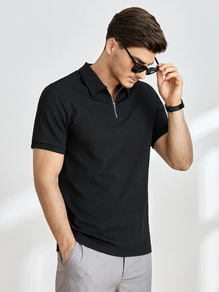 Herr Poloshirt med Dragkedja - Kort Ärmar