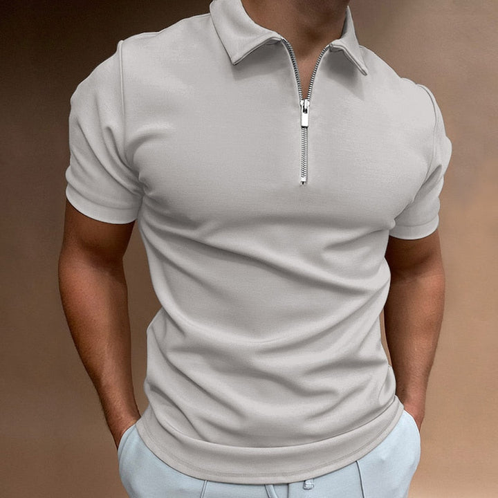 Herr Poloshirt med Dragkedja - Kort Ärmar
