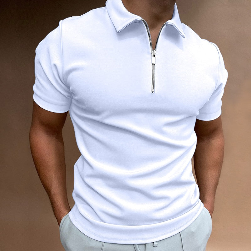 Herr Poloshirt med Dragkedja - Kort Ärmar