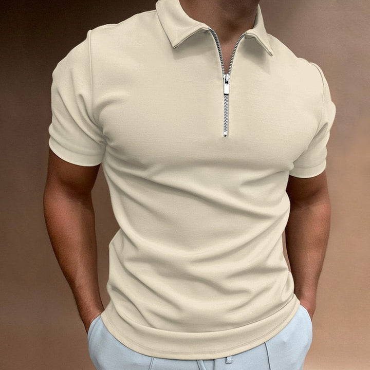 Herr Poloshirt med Dragkedja - Kort Ärmar