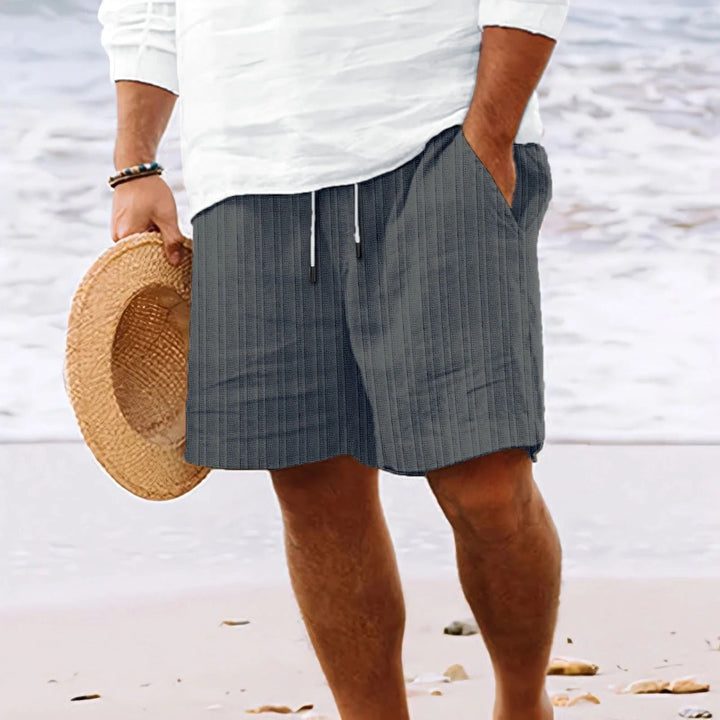 Mäns Jacquard Randiga Casual Shorts