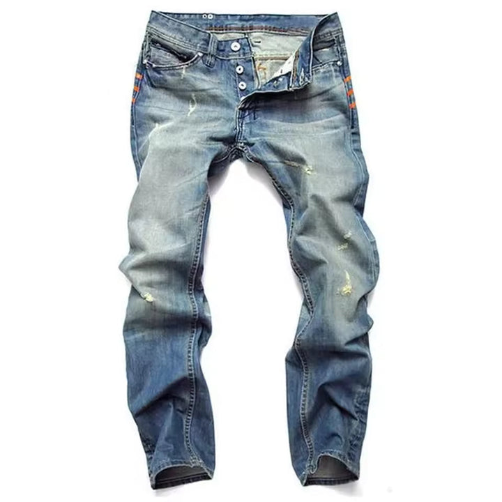 Herrjeans med rak passform och slitna detaljer - Dewey