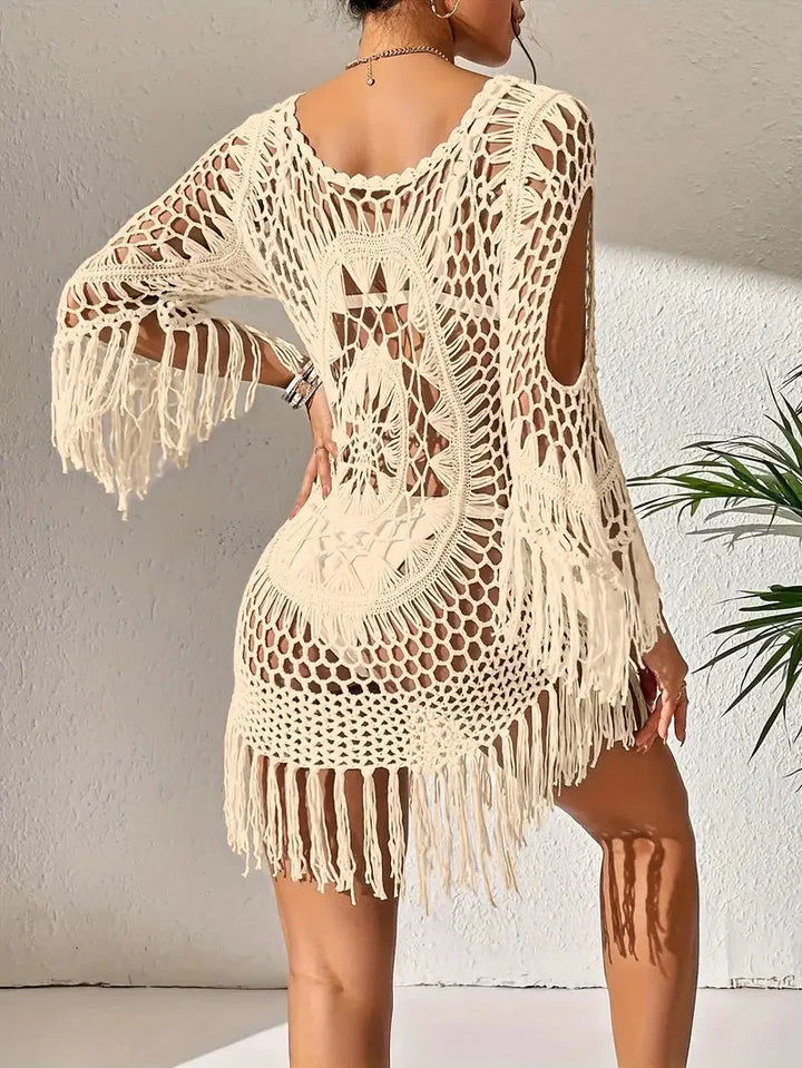 Strandöverdrag - Boho-stil - Långärmad - Bikiniöverdrag - Strandoutfits