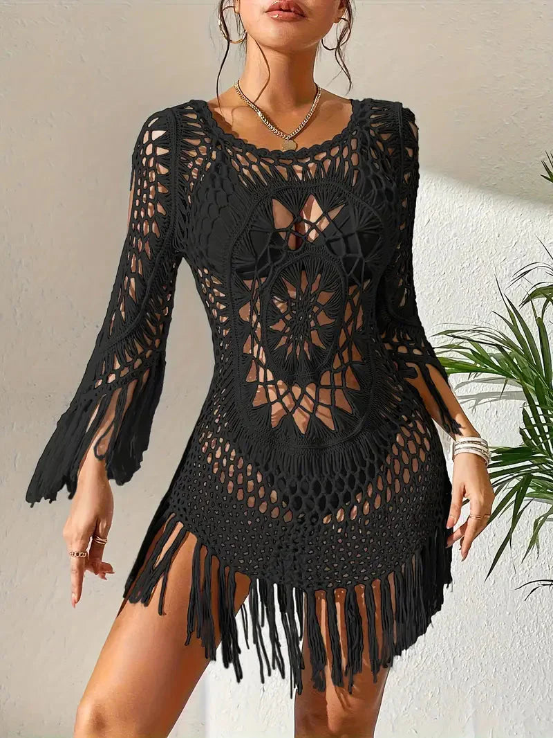 Strandöverdrag - Boho-stil - Långärmad - Bikiniöverdrag - Strandoutfits