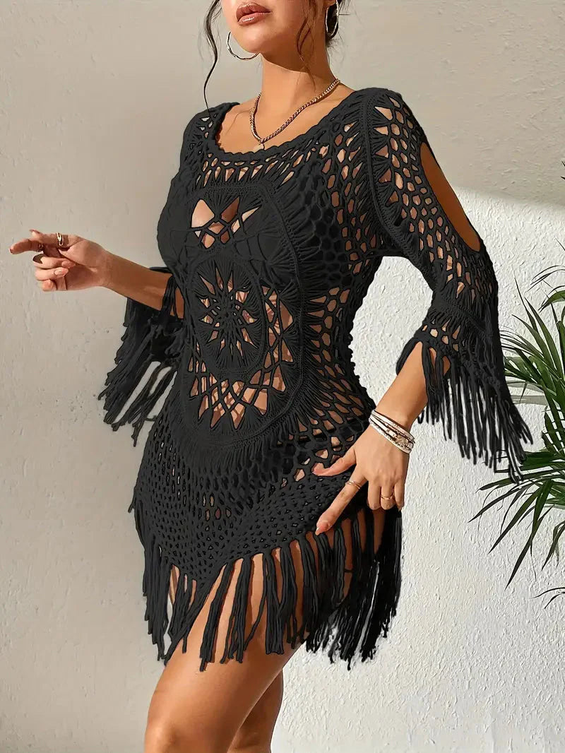 Strandöverdrag - Boho-stil - Långärmad - Bikiniöverdrag - Strandoutfits