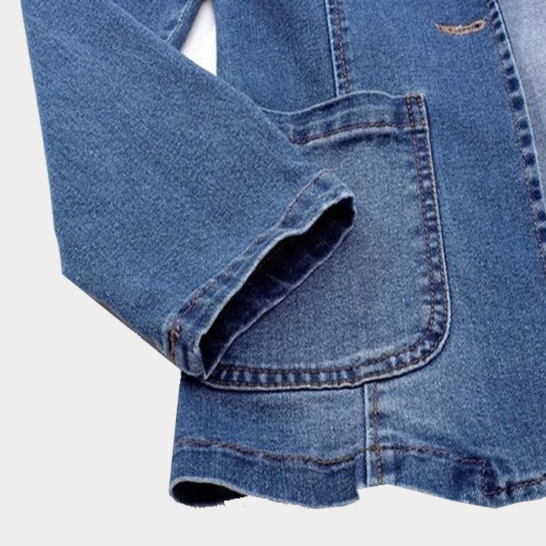 Strukturerad jeansblazer med kavajslag - Alice