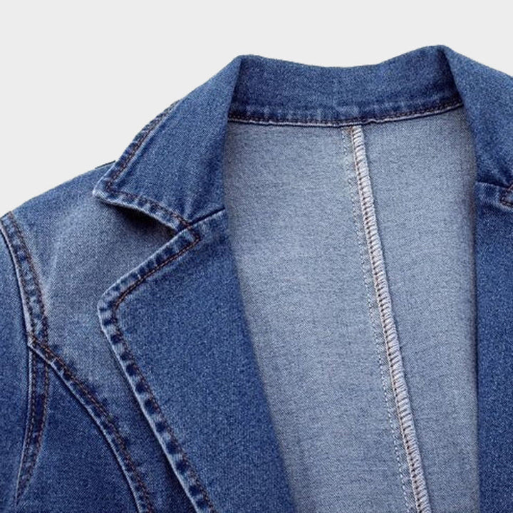Strukturerad jeansblazer med kavajslag - Alice