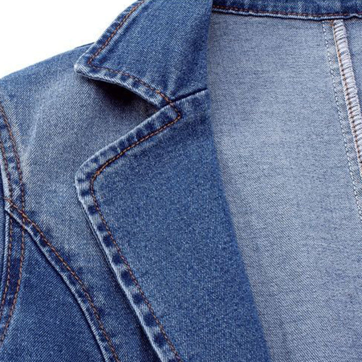 Strukturerad jeansblazer med kavajslag - Alice