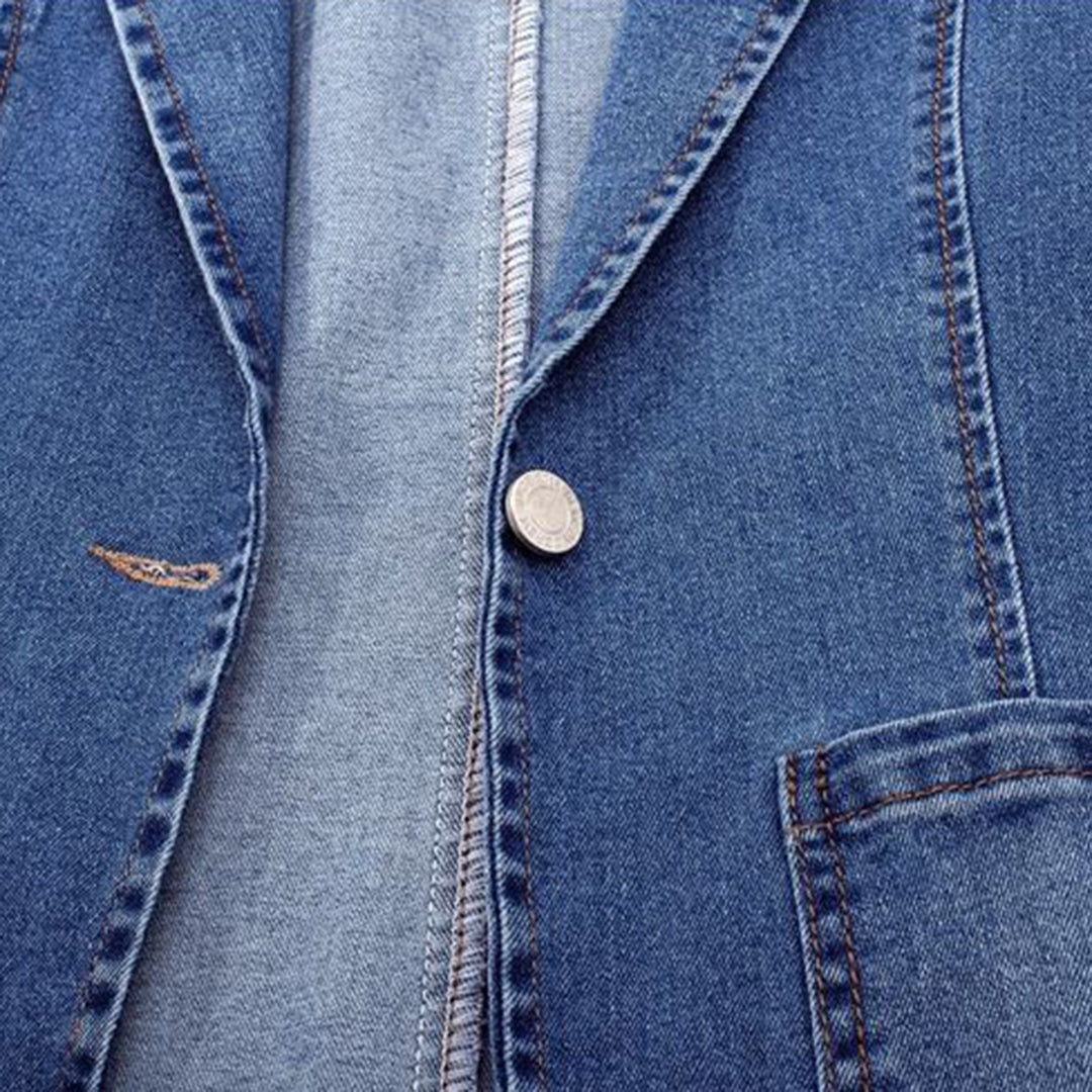 Strukturerad jeansblazer med kavajslag - Alice