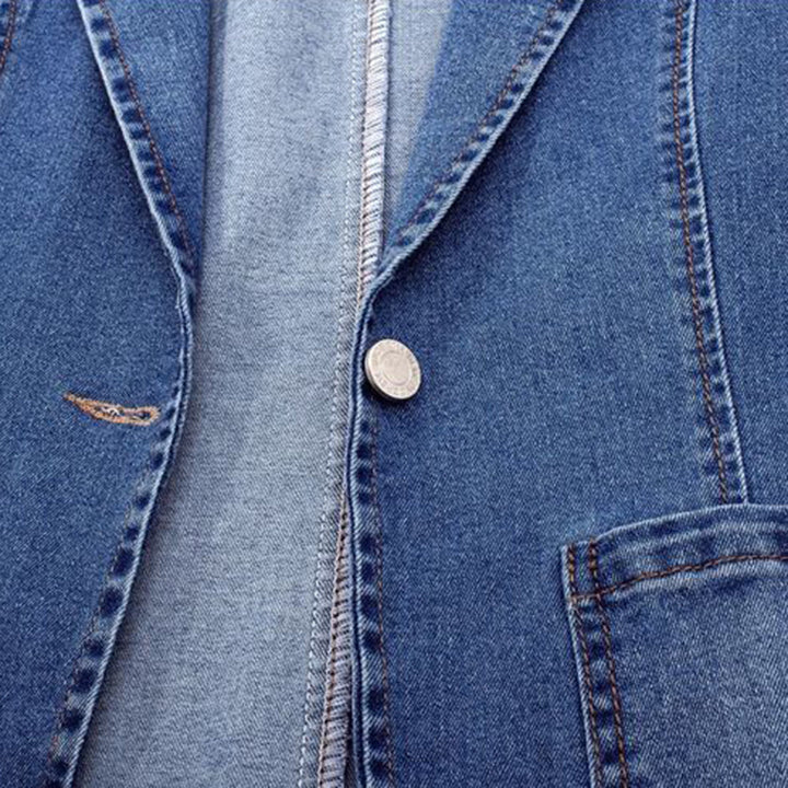 Strukturerad jeansblazer med kavajslag - Alice