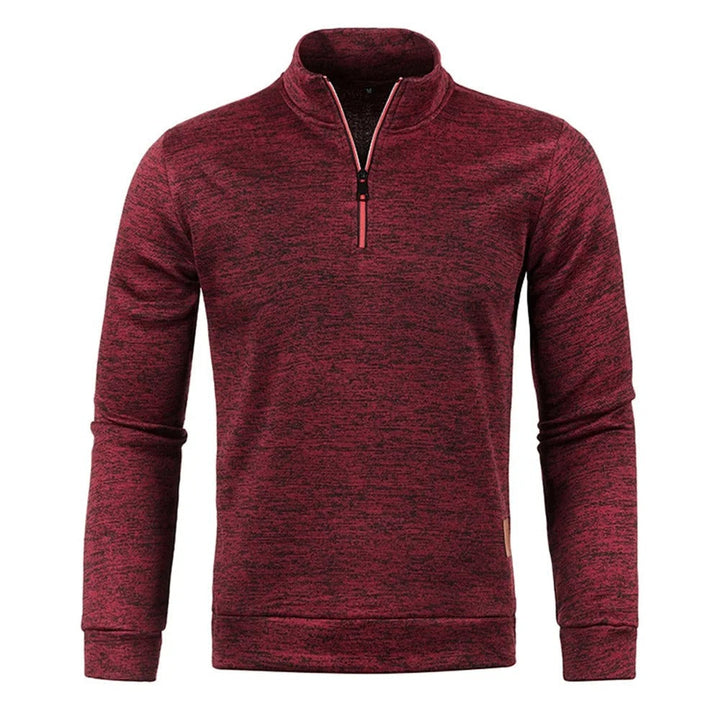 Herrpullover med halv dragkedja i tjockt tyg