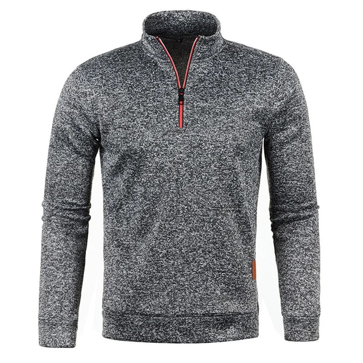Herrpullover med halv dragkedja i tjockt tyg