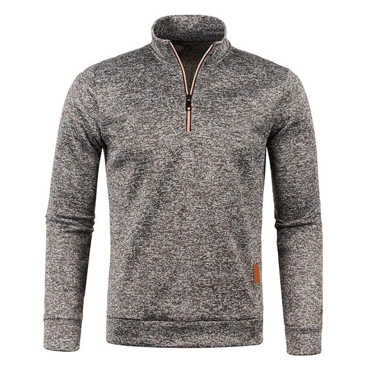 Herrpullover med halv dragkedja i tjockt tyg