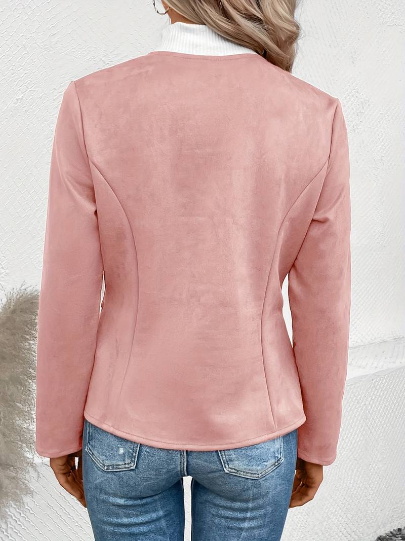 Suede Jacket - Zip-Up - Crew Neck - Sommarjacka - Damjacka