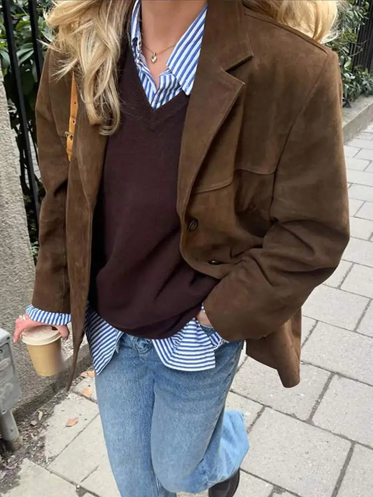 Suedette Jacka | Brun | Oversized | Vintage Jacka | Damjacka
