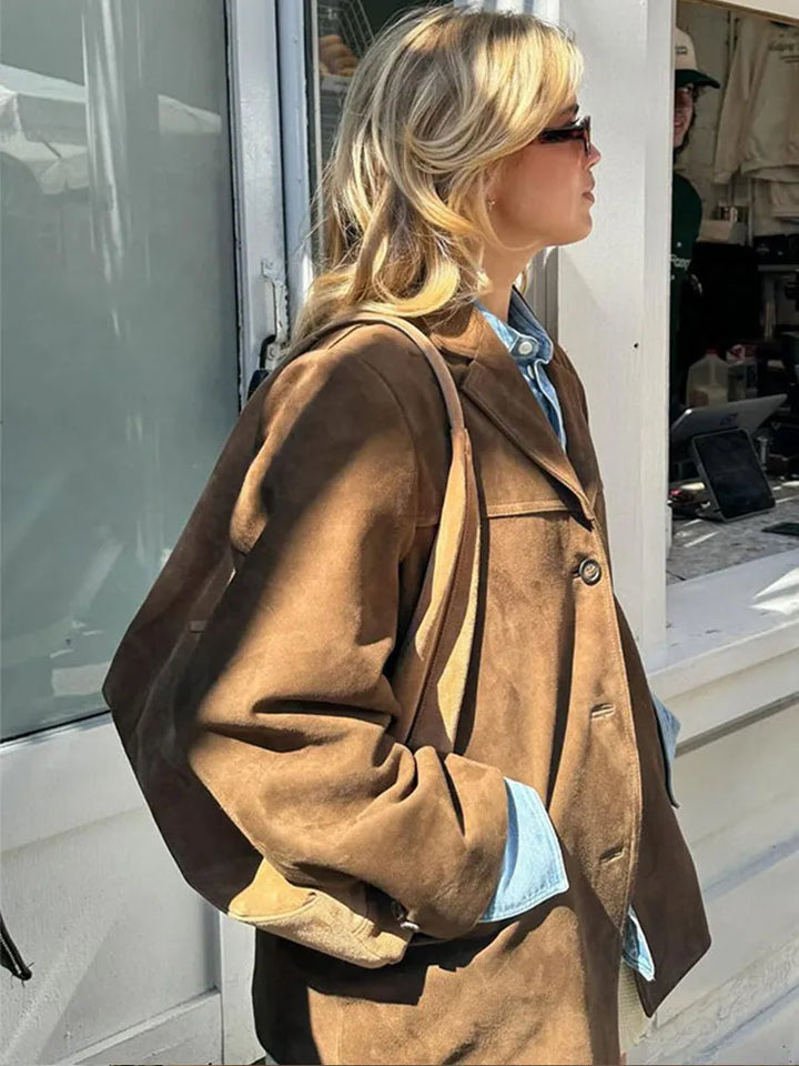 Suedette Jacka | Brun | Oversized | Vintage Jacka | Damjacka