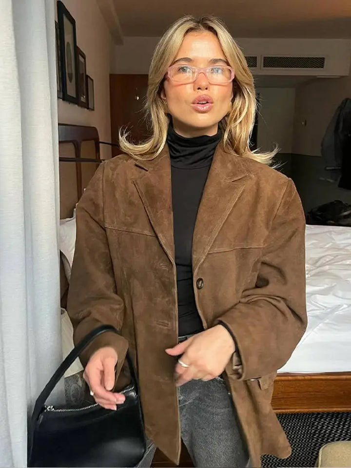 Suedette Jacka | Brun | Oversized | Vintage Jacka | Damjacka