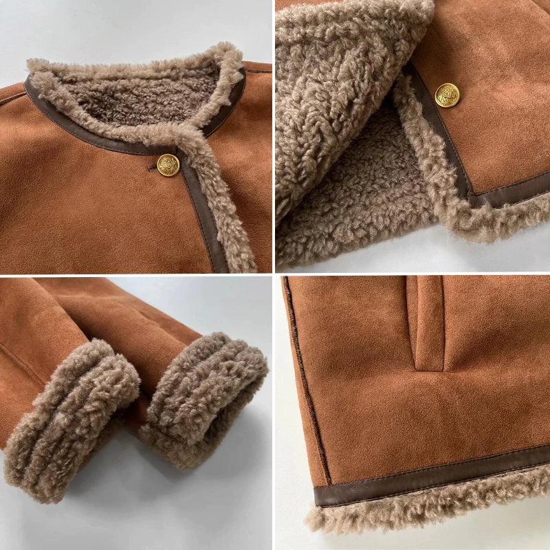 Suedette-jacka - Fleecefodrad - Faux Suede - Jacka med sherpa - Vinterjacka för dam