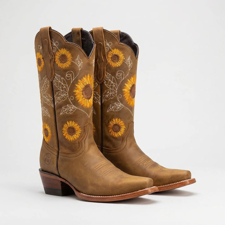 Solrosbroderad western-cowboystövel - Yvette