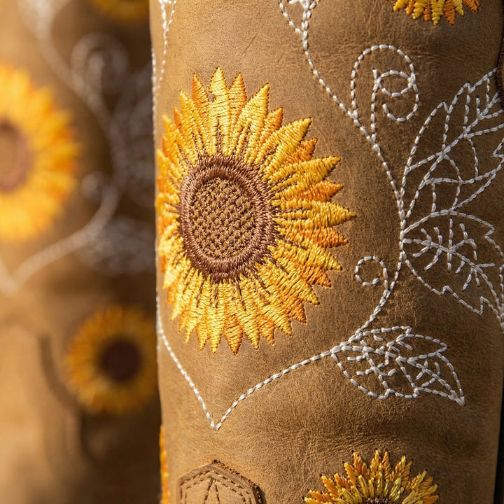 Solrosbroderad western-cowboystövel - Yvette