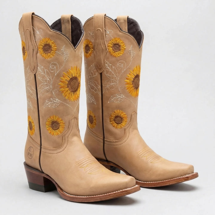 Solrosbroderad western-cowboystövel - Yvette
